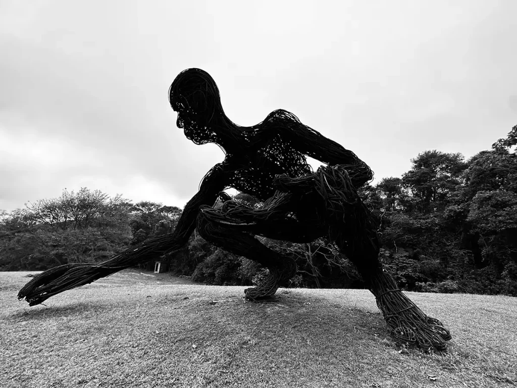 Esbelto e forte, remete a tradições africanas. Ao semear, sugere a parceria entre o ser humano e a natureza